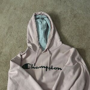 Champion Light Pink Hoodie with Gray Lining